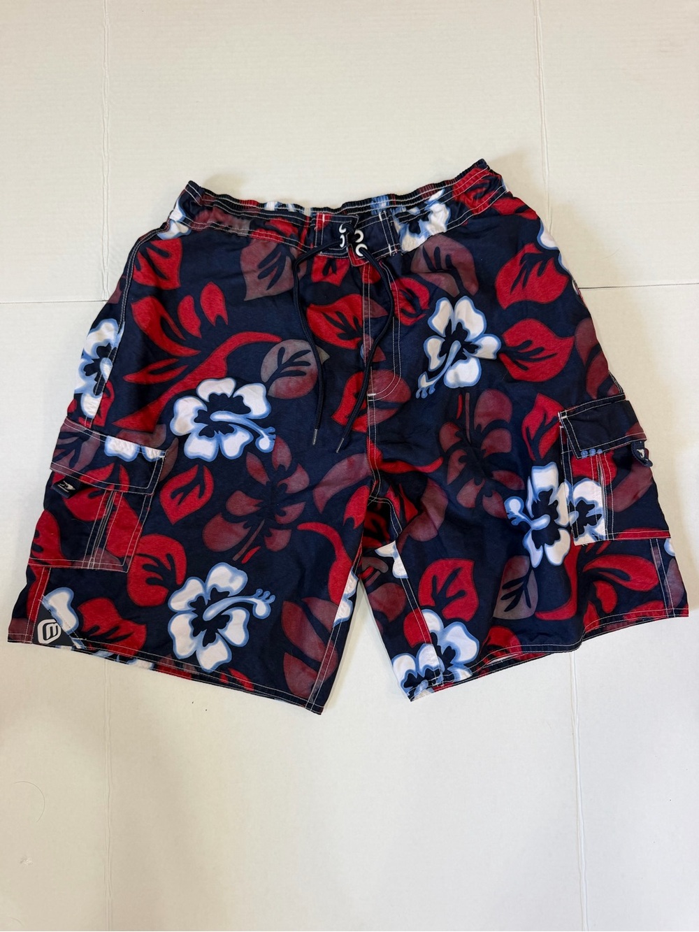 Marlin‎ Trading Company Mens Hawaiian Print Y2K Board Shorts Swim Trunks Size XL